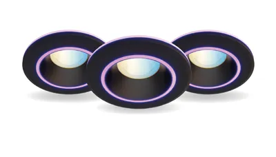 Produktbild von Calex Smart LED Einbaustrahler Halo, Schwarz, RGB-Farben & kalt- bis warmweiß Licht, dimmbar, WLAN App- & Sprachsteuerung, 3er Pack