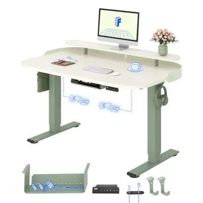 Immagine prodotto di Scrivania regolabile in altezza elettricamente FLEXISPOT E1 Pro 120x80 cm, piano da 25 mm in un unico pezzo, doppio motore, portata 120 kg, 4 impostazioni memorizzabili, bianco mousse + verde menta