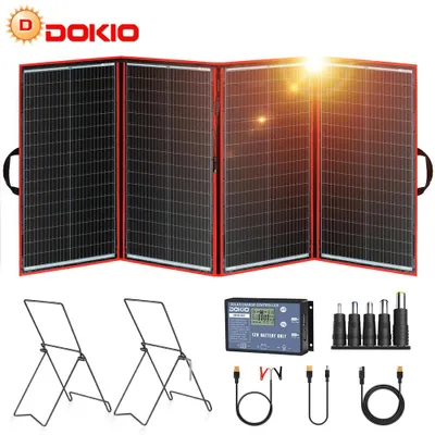 Imagen del producto de Panel solar monocristalino portátil y plegable, que incluye un regulador de carga de 12V, ideal para camping y actividades al aire libre