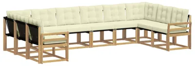 Produktbild von vidaXL Outdoor-Sofagarnitur mit Kissen 10 pcs Weiß und Creme