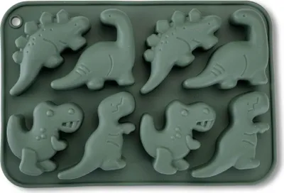 Produktbild von Fackelmann Silikon Eiswürfelform Dino Design  Flexibel, Temperaturbeständig -40 °C bis +230 °C & Spülmaschinengeeignet, Perfekt für Kinderpartys und Sommergetränke, 19 x 12,5 cm