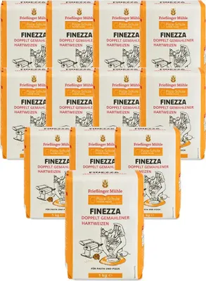 Produktbild von BIELMEIER Frießinger Mühle Pizzamehl Finezza 12×1 kg – Semola Rimacinata Hartweizengrieß für extra knusprige Pizza, Pasta & Brote – XXL Vorratspack für Profis, Gastronomie & Vielbäcker