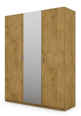 Zdjęcie produktu dla Meblast | Szafa 180x230 cm z lustrem - Dąb Lancelot - Szafa z półkami, szufladami i drążkiem na ubrania | Ciepły styl