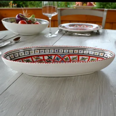 Obrázok produktu pre Červená oválna misa Bakir - D 30 cm