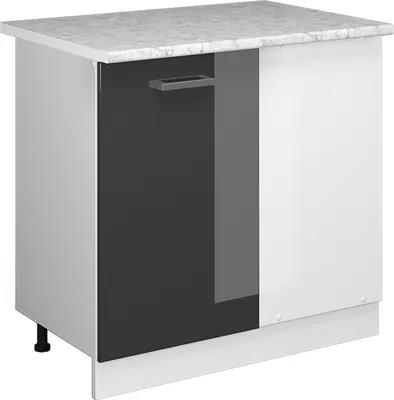 Obrázek produktu pro Rohová skříňka Vicco R-Line Antracitový vysoký lesk 86 cm s pracovní deskou, Model 37748