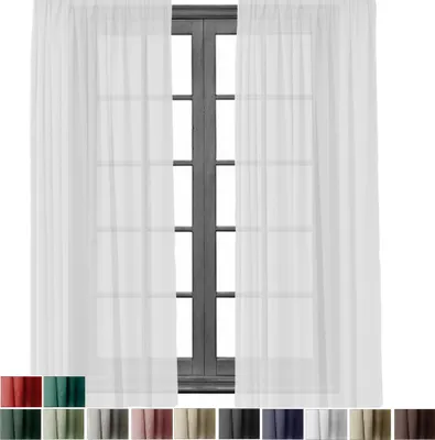 Produktbild von 2 Stück Gardine mit Kräuselband Blickdicht Leinen Look 140x245cm Vorhänge Gardinen Vorhang Universalband für Schiene Weiß 2er Pack