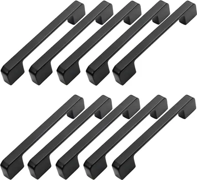 Produktbild von 10 Möbelgriffe, 96 mm Lochabstand – Schwarze Küchentürgriffe, Stangengriffe, Schwarze Küchengriffe, 96 mm