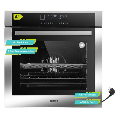 Produktbild von KB ELEMENTS Einbaubackofen, 60 CM, 73 Liter, 15 x Funktionen, Airfryer Funktion, AQUA CLEAN, Edelstahlrahmen, 75DV3
