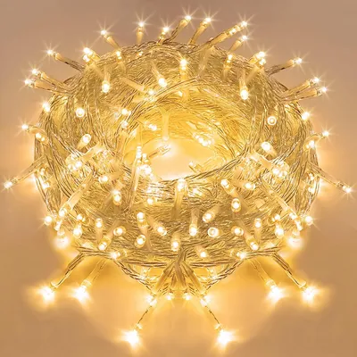 LED-Lichterkette 10 m, 100 warmweiße LEDs, IP44, EU-Stecker, 8 Modi