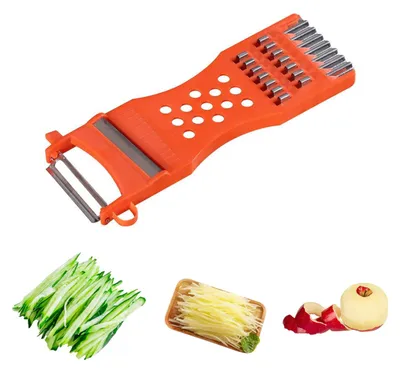 6-in-1 Gemüseschäler mit Edelstahlklingen, Rot, 17 cm