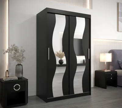 Obrázok produktu pre Šatníková skriňa so zrkadlami MARGIT - šírka 120 cm, čierna