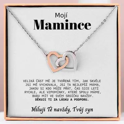 Obrázek produktu pro Lovilion Náhrdelník HEARTS s propletenými srdíčky a se vzkazem "Mojí mamince" - OLIVIA_HEARTS