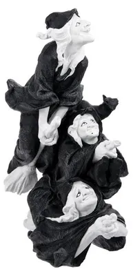 Harzfigur 3 fliegende Hexen, 22 x 27 cm, Dekoration