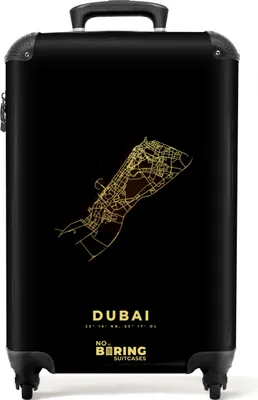 Produktbild von NoBoringSuitcases.com® Koffer Handgepäck Trolley Rollkoffer Kleine Reisekoffer mit 4 Rollen - Karte - Stadtplan - Gold - Dubai - Luxus - Cabin Size < 55x40x23 cm & 55x40x20 cm - Fotokoffer - Kabinenkoffer - BoardgepäckHandgepäck Koffer 55x35x20 cm, 36L,