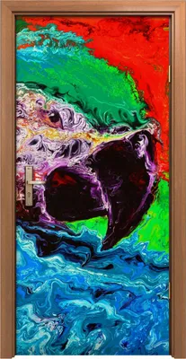 Produktbild von Türposter 90x200 cm Türaufkleber Türtapete Türfolie Klebefolie Abstrakte Malerei des Papageien
