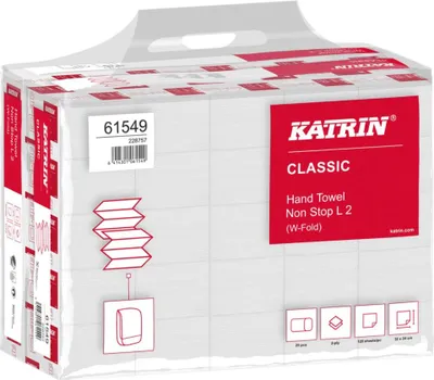 Obrázek produktu pro KATRIN® 61549 Klasický skládaný ručník - W-sklad, jasně bílý, 3000 listů