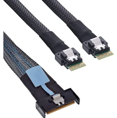 Imagen del producto de InLine 27663B, 0,75 m, MCIO x8, 2x 4i SFF-8654, Directo, Directo, Macho