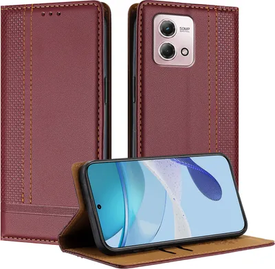 Produktbild von Handyhülle für Motorola Moto G Stylus 4G 2023 Leder Flip Klappbare Schutzhülle mit Standfunktion Dunkelrot