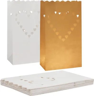 Produktbild von Kurtzy 20 STK Lichtertüten Papier - Papier Lampions Feuerfest Kerzentüten - Papier Laterne für Party Tischdeko, Events, Valentinstag, Verlobung,