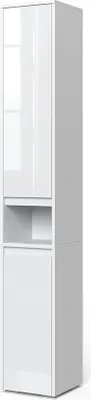 Produktbild von Vicco Badschrank Majest, 30.2 x 191.5 cm mit Türen und offenem Fach, Weiß/Weiß Hochglanz