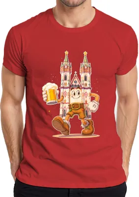 Produktbild von Köln Kölner Dom Bier Lederhosen Cartoon Kölsch Karneval Fasching Herren T-Shirt, Rot, S
