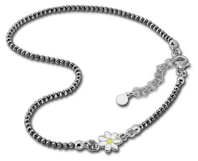 Produktbild von SilberDream Damen Fußkette geschwärzt 27cm Blume 925 Sterling Silber D3SDF2254K