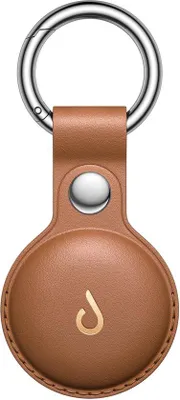 Produktbild von Echtlederbezug, kompatibel mit AirTag Schlüsselanhänger, AirTag Deckel mit Karabiner für Damen, edles Leder, kratzfest, AirTag Anhänger für AirTag 2-Dur, Schlüssel, Koffer, Tasche, braun