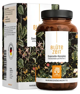 Produktbild von Quercetin Komplex mit Bromelain & Vitamin C - BLÜTEZEIT - 120 vegane Kapseln - NATURTREU®