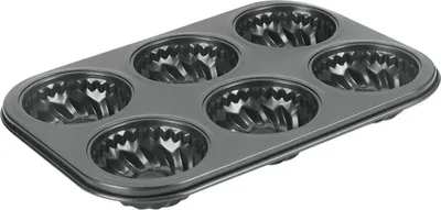 Image de Metaltex Superior moule à kouglof 6 pièces en aluminium, anti-adhésif, 27 x 18 cm en noir