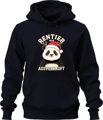 Produktbild von RENTIER WAR T Panda Weihnachten lustig Geschenk Uni Hoodie Kapuzenpullover, Navy, XL