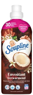 Produktbild von Soupline Weichspüler – 45 sc 950 ml – wärmender Duft nach Kokosnuss und weißen Blüten