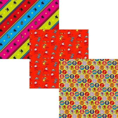 Productafbeelding van Assortiment 3 Sinterklaaspapier Cadeaupapier Inpakpapier - 200 x 70 cm - 9 rollen