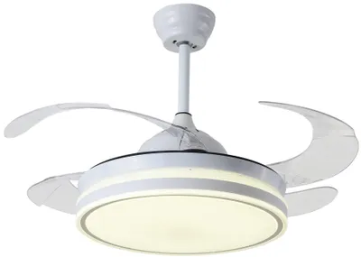 Immagine prodotto di Ventilatore a soffitto bianco con LED - 50 cm - Motore DC silenzioso - Ideale per soggiorno e camera da letto