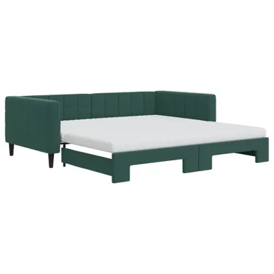 Produktbild von vidaXL Tagesbett Ausziehbar mit Matratzen Dunkelgrün 100x200 cm Samt