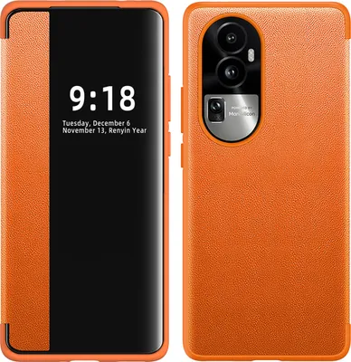 Produktbild von Oppo Reno10 Pro Hülle, Schlank Kunstleder Klapp Ledertasche Schutzhülle für Oppo Reno10 Pro Orange