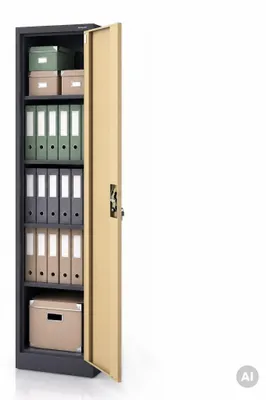 Produktbild von Büroschrank Aktenschrank Metallschrank Lagerschrank 4 Fachböden Flügeltür Pulverbeschichtung Stahlblech 185 cm x 45 cm x 40 cm (anthrazit-holzoptik)