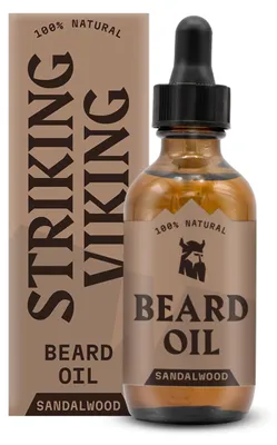 Productafbeelding van Striking Viking Baardolie voor Heren, lichte baardverzorgingsolie met jojoba-, argan- en zoete amandelolie, 59 ml, sandelhoutgeur