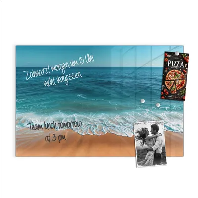 Produktbild von Magnettafel 90x60cm Pinnwand Whiteboard beschreibbar - Sandstrand Wellen