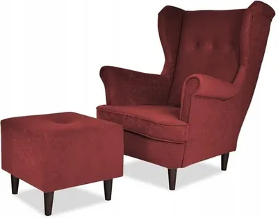 Produktbild von Family Meble Ohrensessel mit Hocker Ari Relaxsessel Skandinavisch Loungesessel Fernsehsessel Für Wohnzimmer Esszimmer Schlafzimmer Büro (MKR 45)