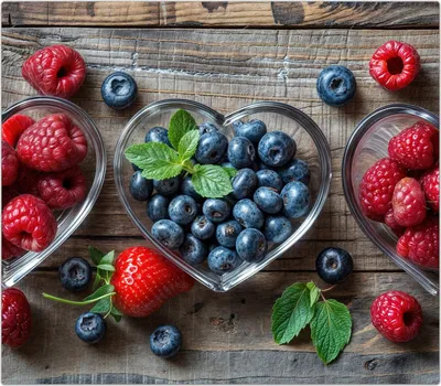 Produktbild von Spritzschutz Herdabdeckplatte Schneidebrett aus Glas Herzschalen Beeren 1-Teilig (60x52cm)