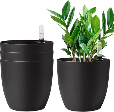 Produktbild von Selbstbewässernder Blumentopf - Set von 4 - Schwarz - 22 cm