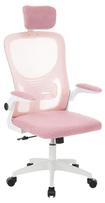 Productafbeelding van Ergonomische bureaustoel met lendensteun en hoofdkussen, roze