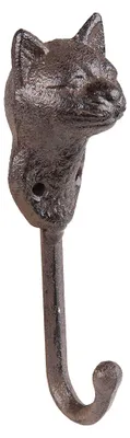 Produktbild von Clayre & Eef Wandhaken Katze 5x4x15 cm Braun Eisen