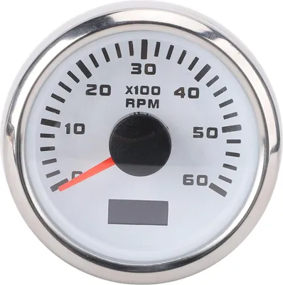 Zdjęcie produktu dla 52 mm 2-calowy obrotomierz samochodowy 6000 obr./min z licznikiem godzin 7-kolorowym podświetleniem Zestaw obrotomierza do ciągnika siodłowego Samochód RV Łódź Biała tarcza Srebrna pokrywa CX6228