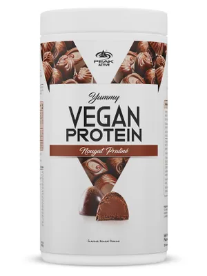 Immagine prodotto di Yummy Vegan Protein - 450g : Torrone pralinato I polvere I sapore eccellente I proteina vegetale multicomponente I proteina di zucca I proteina di fava I proteina di pisello I proteina di mandorla I proteina di canapa I profilo aminoacidico completo I alto valore biologico I non OGM I senza lattosio I senza glutine