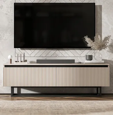 Produktbild von TV-Lowboard SELENE von Lindner Möbel – zweitürig – 140 x 44 x 35 cm - Farbe: Kaschmir  matt – Italienische Tiefmattfolie