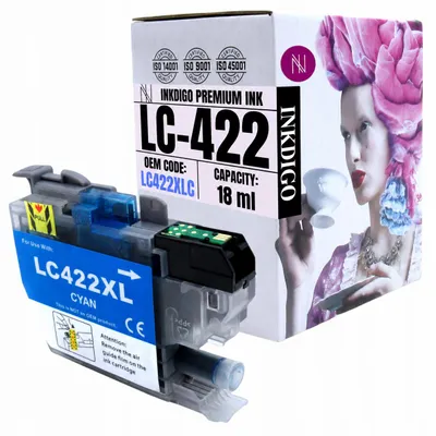 Produktbild von Inkdigo Tinte LC422XLC für Brother MFC-J5340DW, MFC-J5345DW, MFC-J5740DW, MFC-J6540DW – Cyan, 18 ml,, KI-generiertes Bild