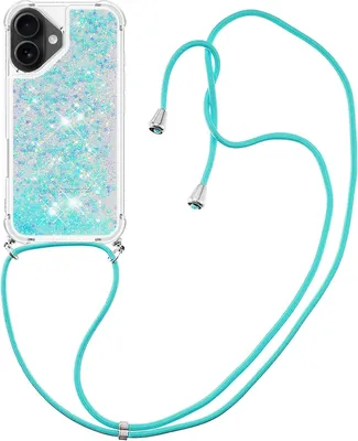Produktbild von iPhone 17 Hülle - Coverup Liquid Glitzer Back Cover mit Handykette - Blau