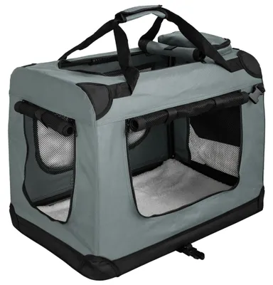 Produktbild von Faltbare Hundebox Transporttasche Transportbox Auto Katze Hunde Kaninchen Dunkelgrau Große Kleine Box Bag Klein Auto Tasche Transport 7 Größen S - XXXXL Petigi, Größe:M (60 x 42 x 45 cm)
