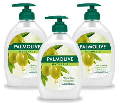 Produktbild von 3 x Palmolive Naturals Handseife Milch & Olive - 500 ml - Vorteilspackung - 3 Stücke